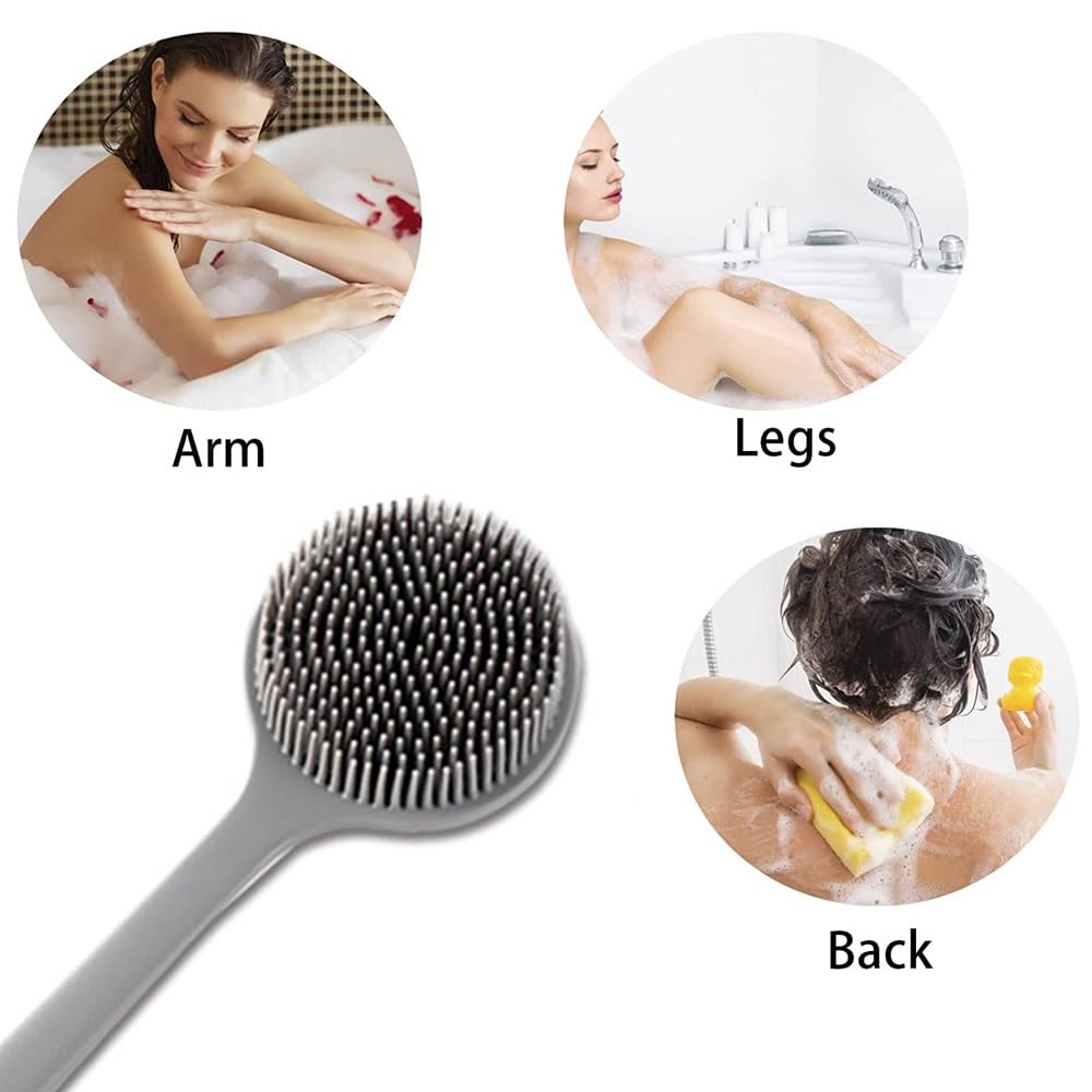 draval Soft Silicone Shower Brush for Back, Hair, Body and Face - Detachable Handle Back Scrubber (multicolor)