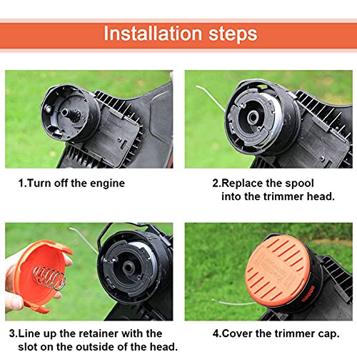 Image of THTEN RC-100-P Spool Cap Spring Fit for Black+Decker AF-100 AFS Trimmers | RC100P,385022-03 Compatible with Black and Decker Weed Eater Cover,Weed Wacker Caps Grass Trimmer Parts for AFS Trimmer