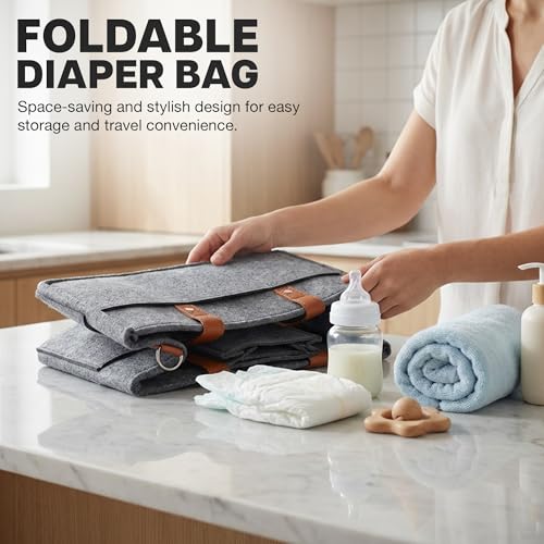 Image of BAYBEE Stylish & Modern Diaper Bag for Mothers for Travel | Large Capacity Storage Diaper Bag | Strong & Sturdy Baby Organizer Storage | Portable & Travel Friendly Diapers Caddy Organizer (Dark Grey)