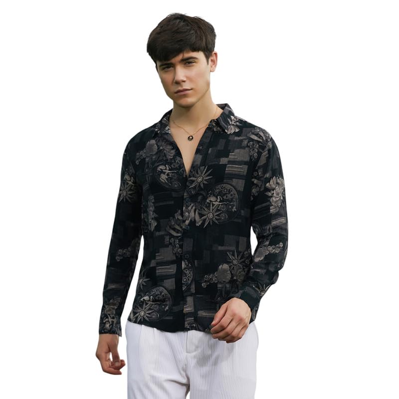 Campus Sutra Men's Shirt for Casual Wear | Spread Collar | Long Regular Sleeves | Button Closure | Shirt Crafted with Comfort Fit for Everyday Wear in neutral