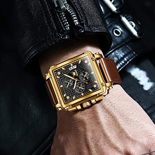 Image of OLEVS Square Watches for Men Chronograph Fashion Business Watch Luminous Waterproof Casual Wrist Watches