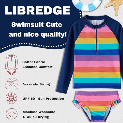 Image of Toddler Girls Swimsuit Rash Guard Sets 2-Piece Bathing Suits UPF 50+ Summer Kids Swimwear 2-7T