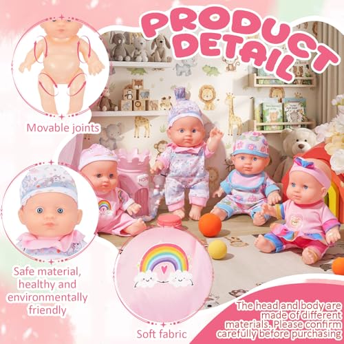 Halloscume 4 Pcs 8 Reborn Baby Dolls Weighted, Chubby Dolls Rainbow
