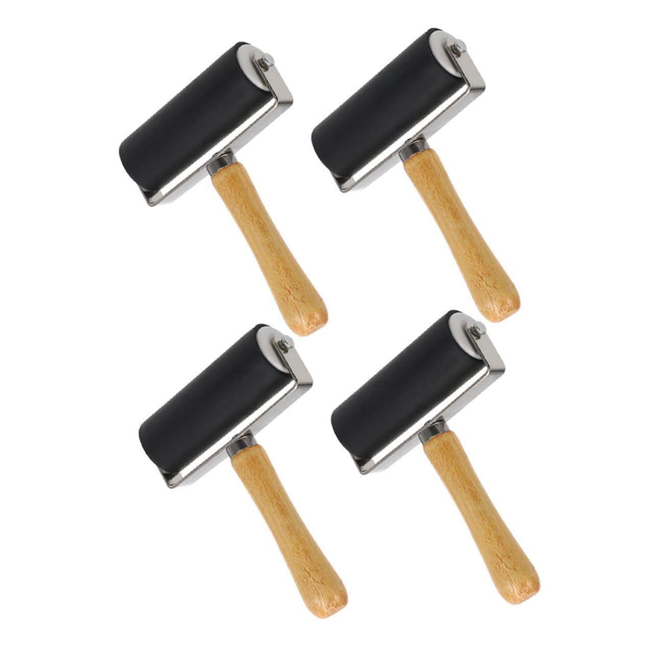 KALLORY Ergonomic Handle Printmaking Roller 4pcs Speedball Rollers for Art Craft DIY Stamping Tool
