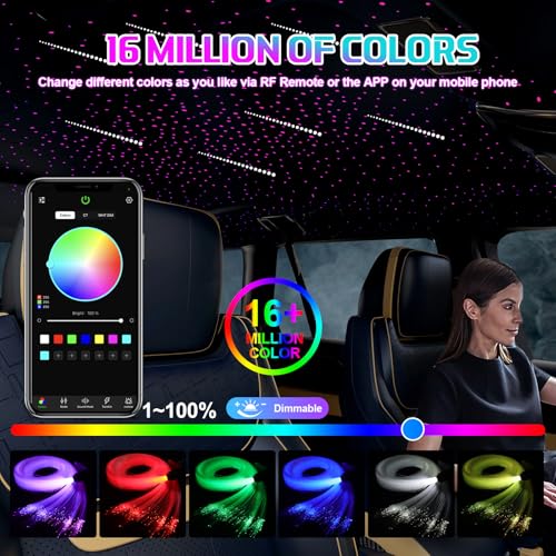 Image of Starlight Headliner Kits, 550pcs 9.8ft Twinkle & Meteor Fiber Optic Lights | 240pcs Pure White Shooting Star Lights for Car /Home, APP /Remote, RGBW Music Sync Star Ceiling Sky Decoration for SUV /Truck