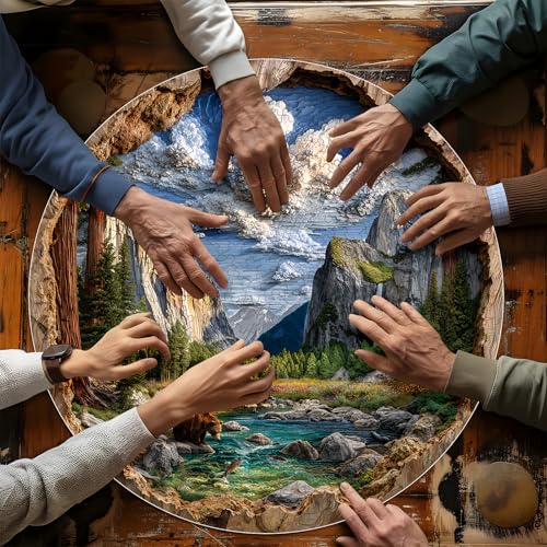 Puzzles de Arte Visual 3D para Adultos 1000 Piezas, Paisaje de Río en Parque Nacional, Rompecabezas Redondo Difícil para Adultos miniatura 6