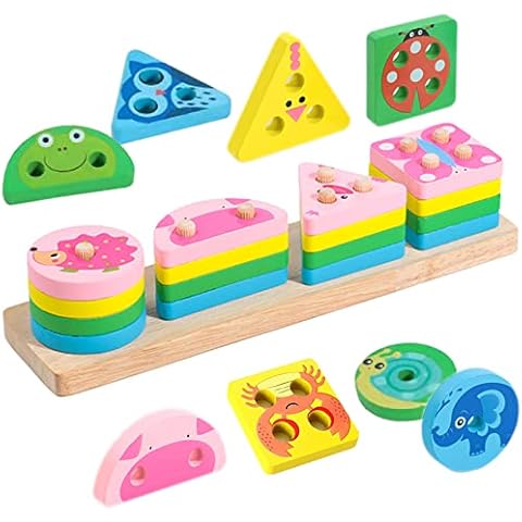 Xinchen Montessori Spielzeug Kleinkinder Stapelspielzeug Sortier- und Stapelspielzeug aus Holz Cover