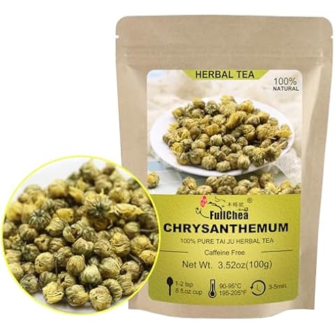 FullChea - Top Grade Chinese Chrysanthemum Tea - 3.52oz/100g - Premium Natural Dried Chrysanthemum Flower - Tai Ju Herbal Tea Loose Leaf - Non-GMO - Caffeine-free - Sweet & Fresh Cover