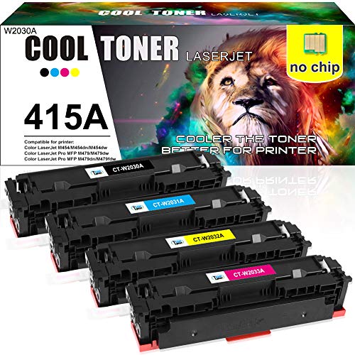 Cool Toner (ningún Chip) Compatible Cartucho de Toner para HP 415A 415X W2030A W2030X para HP Color Laserjet Pro MFP M479 M479fdw M479dw M479fdn, M454 M454dw M454dn, W2031A W2032A W2033A