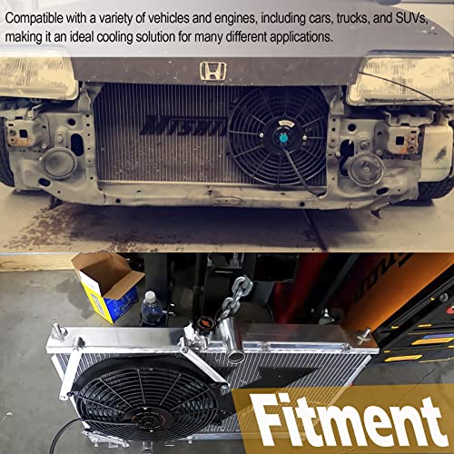 16 Inch Electric Radiator Fan Kit, 12 Volt Radiator Electric Cooling Fan Universal Electric Radiator Slim Fan Push Pull Automotive Replacement Engine Fans + Mount Kit 12V 120W 1000 Cfm #TOP4