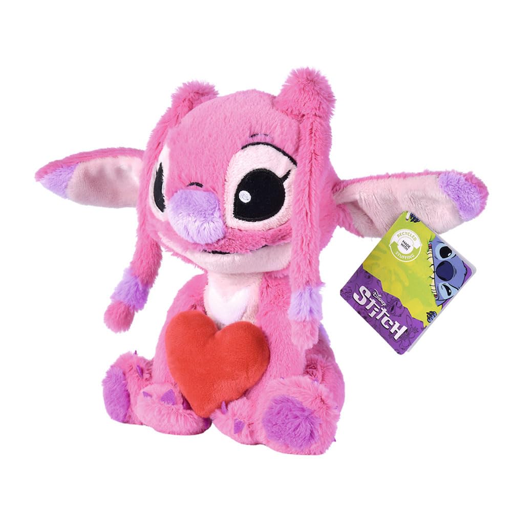 Simba Plüschtier, Engel umarmt EIN Herz, 25 cm, Lilo & Stitch – weiches und liebevolles Plüschtier, offizielles Disney-Lizenzprodukt, geeignet ab 0 Monaten (6315877002X12)