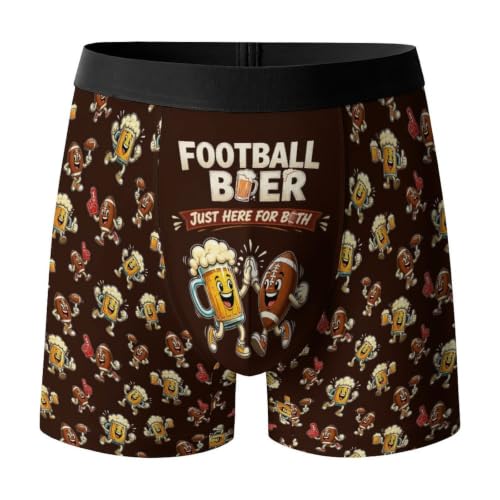 Funny Boxer Briefs for Men's Football Beer Boxers Underwear Gift for Him