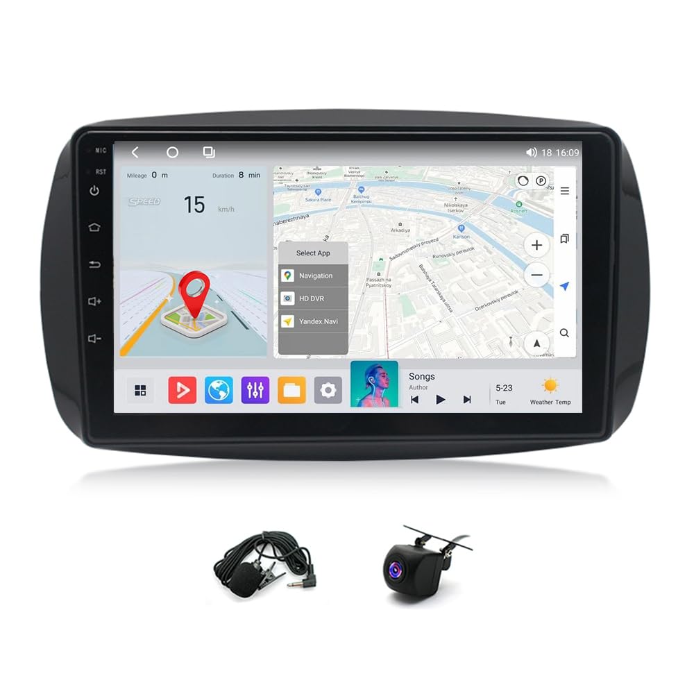 Autoradio Android da 9 pollici per Mercedes Smart Forfour Fortwo 453 2014-2022, schermo touch screen wireless, Radio Fortwo 453 Bluetooth Carplay Android Auto 2 DIN con telecamera di retromarcia