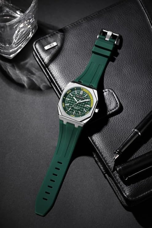 Image of Daniel Hechter Paris Monceau Collection Analoge Watch for Men with Textured Octagone Dial and Silicon Strap-DHM1008