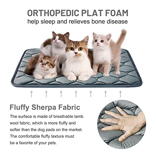 Luckyvo Dog Crate Mats,Soft Kennel Pads Washable With Anti-Slip Bottom,Dog Kennel Pads For Sleeping,Pets Mattress Cat Dog Beds For Large Medium Dogs(35X22,Grey) #TOP3