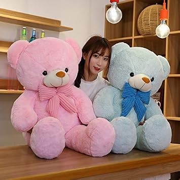 Extra Large Plush Bear, Teddy Bear, Christmas, Large Animal, Body Pillow, Birthday Gift, Interior Decoration, Bear Sewing Wrap, Figurine, Store Decoration Blue, 31.5 inches 80 cm