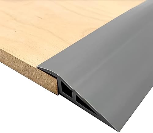 Tira de umbral de transición de puerta de vinilo, 72 pulgadas, reductor de pisoalfombra a azulejo, borde de puerta para tapete laminado (gris, 72
