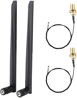 2PCS M.2/NGFF Network Card Cable and 2X 6DBi Antenna for Intel 9260NGW /7265AC/9650AC /BCM94360 SMA Head Compatible with Various Network Card Modules
