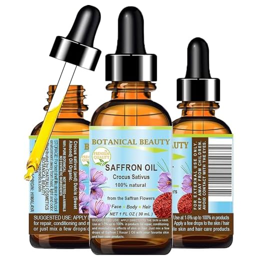 Saffron Oil ( Kesar ) Crocus Sativus 100 % Natural for Face, Skin, Body, Hair, Nail Care 1 Fl. oz.- 30 ml Healing, Antioxidant by Botanical Beauty