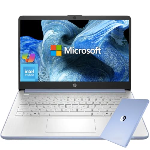 Image of HP 14 inch HD Student Business Laptop, Intel N150, 4GB RAM, 192GB Storage | (128GB UFS + 64GB SD Card), 1 Year Office 365, 720p Webcam, Slim Design, Copilot AI, WiFi 6, Win 11, Sky Blue