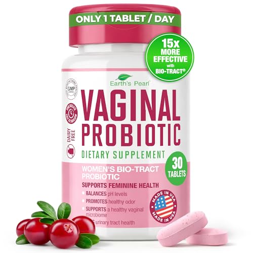 Earth's Pearl Vaginal Probiotics for Women - 15 x More Effective with BIO-Tract®, 3 Billion CFU, Probiotic & Prebiotic Blend, Promotes Healthy Vaginal Odor & pH Balance for Women - Only 1 Tablet/Day