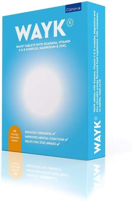 WAYK Energy & Alertness (10 Orange Flavoured Tablets) - Improves Mental Function, Increases Alertness & Reduces Tiredness