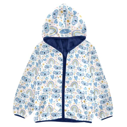 Cute Koala Rainbow Boys Fleece Coat,Children's Zip-Up Hoodie Jacket,Baby Warm Fashion Outerwear 3-10T,A113437