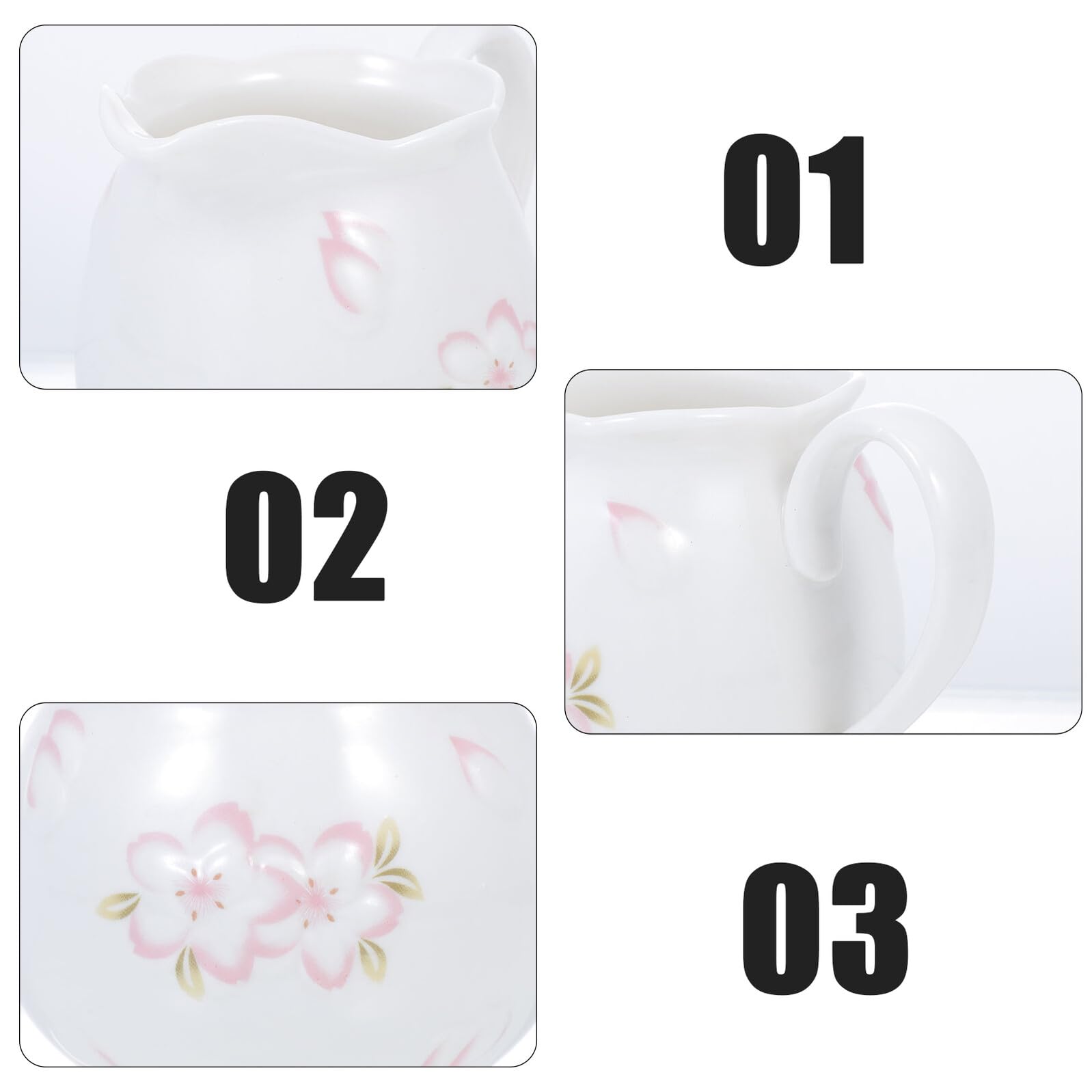 Sewroro Pot à Lait en Céramique Gaufrée Blanc et Sucrier avec Couvercle Blanc Ensemble 2 Pièces pour Café Maison et Restaurant