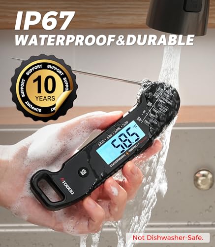 Image of Atogou Professional Meat Thermometer Digital for Cooking Food, <1 Sec Instant Read & ±0.5℉ Accuracy, IP67 Waterproof, Thermocouple Sensor Probe, for Kithchen, BBQ, Grill, for Men Him Dad, Black