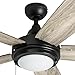 Honeywell Ceiling Fans Ventnor, 52 Inch Modern Farmhouse Indoor LED Ceiling Fan with Light, Pull Chain, Three Mounting Options, Dual Finish Blades, Reversible Motor - 50607-01 (Bronze)