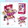 Kid Toy Grill, BBQ Grill Playset with Light Sound, Smoke Effect and 2 Wheels, Pretend Food, Little Chef Play Kitchen Accessories, Christmas Birthday Gifts for Boys Girls Ages 3 4 5 6 7 8