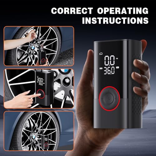Tire Inflator Portable Air Compressor - Portable Cordless Mini Air Pump with Digital Pressure Gauge, 150PSI 3X Fast Inflation and Auto Shutoff Function Tires Pump for Cars - Image 7