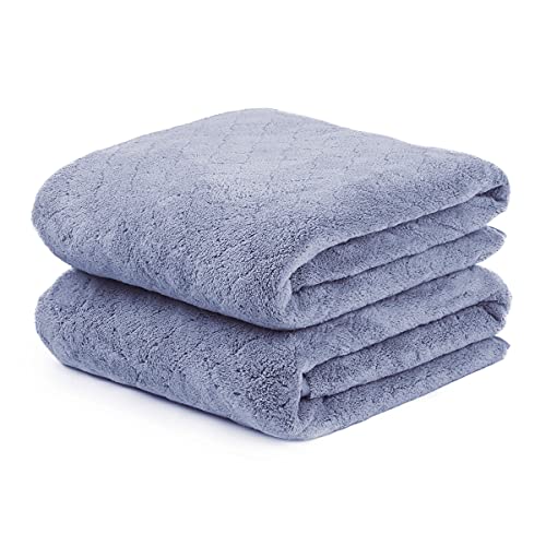 JML Microfiber Bath Towels, Ultra Soft, Super Absorbent, Fast Drying, No Fading, Large Body Towel Set for Shower, Gym, Suana, Sport, Travel, Fitness, SPA,Yoga (Coral Fleece Blue, 30 in x 60 in)