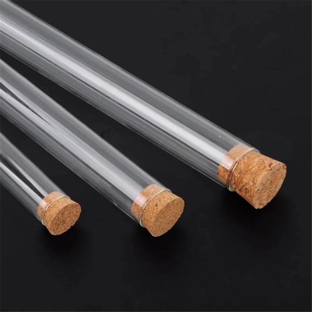 Tubo de ensayo de vidrio de laboratorio con fondo redondo y tapón de corcho, diámetro exterior de 12 mm a 30 mm.(30x150mm 20pcs)