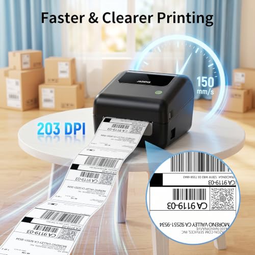 Image of Bluetooth Thermal Shipping Label Printer with Built-in Label Bin, Wireless 4x6 Label Printer for iPhone, Android, Windows & Mac, Includes 50 Labels, Works with USPS, UPS, Amazon, Etsy, Shopify, Black