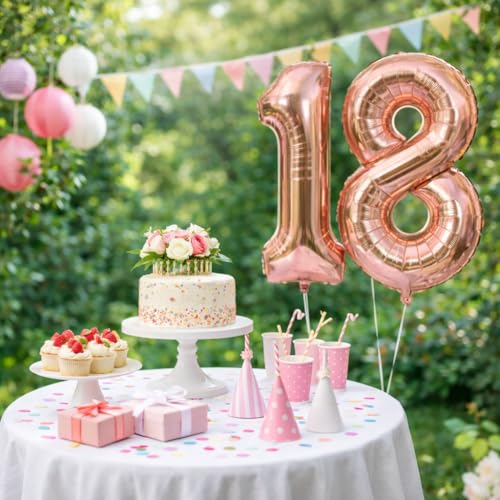 Image of Wanna Party Numerical 8 Rose Gold Balloon for Birthday and Anniversary Party | Number Foil (40inch)