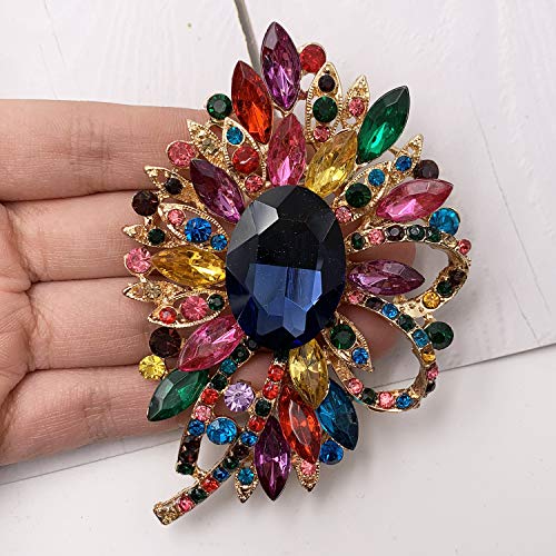 Image of SELOVO Big Large Flower Bow Brooch Scarf Decoration Brooch Pin Gold Tone