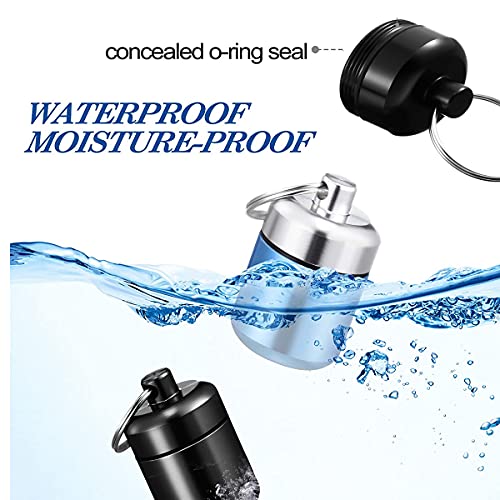 DARENYI Waterdichte Pillendoos Kleine Sleutelhanger Pil Houder Metalen Pil Organisatoren Mini Draagbare Pil Doos Voor Outdoor Reizen Camping (4 Kleur) - Afbeelding 3