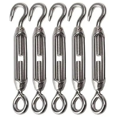 Turn Buckle Bolt 10PCS acero inoxidable 5PCS 304 Gancho y Ojo Tensionador para cable de cuerda balustrada Hardware Kit miniatura 4