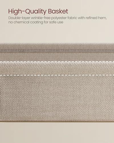 image for VASAGLE End Table, Small Bedside Table with Fabric Basket, Modern Nigh