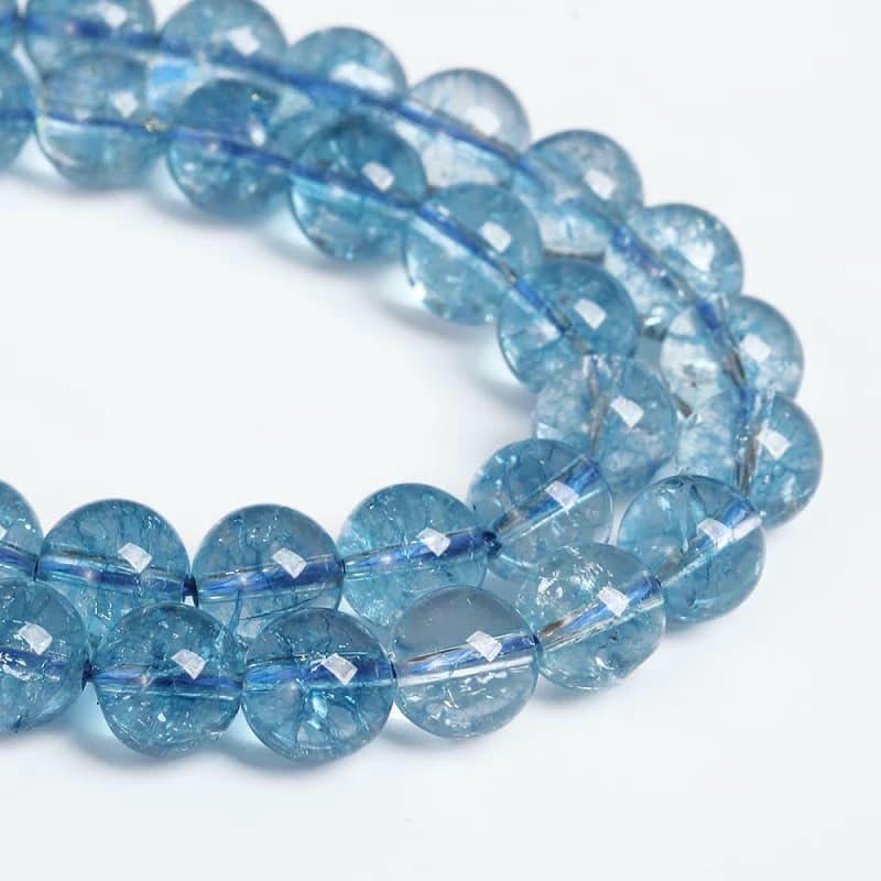 Perline di c blu chiaro naturale di qualità 5A, perline sciolte di c blu screpolato per la creazione di gioielli, bracciali, collane da donna, 4-12 mm, quarzo fantasma fantasma, 12 mm, 31-32 pez