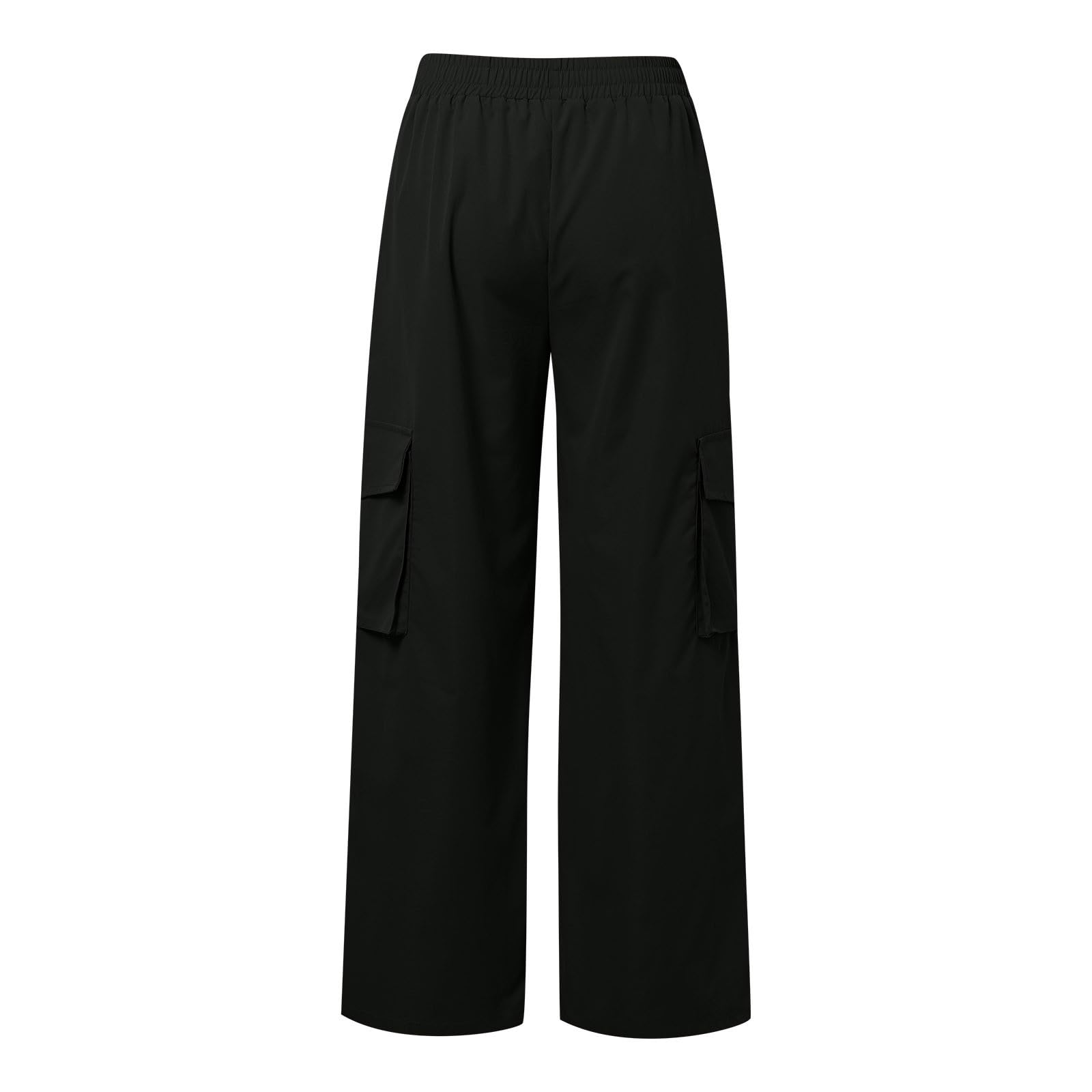 Pantaloni Donna Cargo Elastico a Vita Alta con Tasche Pantalone Palazzo Tinta Unita Y2k Gamba Larga Pantalone Tuta Donna Lavoro Casual Eleganti Pants Leggeri Tempo Libero All'aperto Trekking