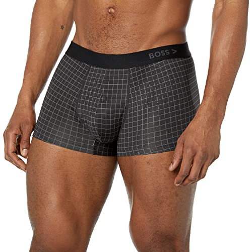BOSS Men's Plaid Exposed Waitband Logo Trunk