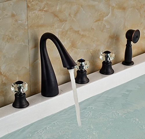Robinets de baignoire moderne cristal mélangeur large 3 trous pont mitigeur salle de bain Gowe