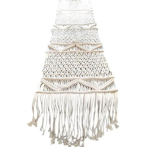 OSISTER7 Camino de mesa con ornamentos para cocina, casa de campo, hecho a mano, macramé, borla tejida, banquete, Navidad, fiesta de la época del año, dining, holiday Nordic Home Decor Cover