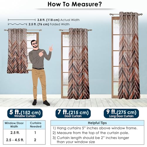Image of Window Curtains 5 Feet Long Set of 10 | Abstract Design | Polyester | Light Filtering Curtains | Curtains for Living Room | (118 x 152 cm, Brown) | Perfect for Home Decor