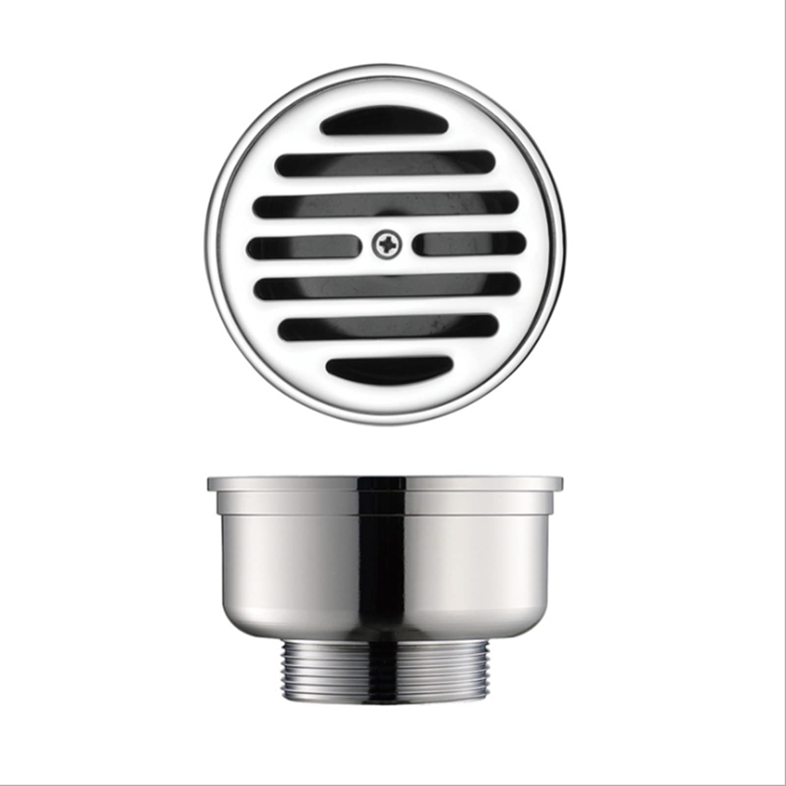 BKHsgDXJ Shower drain filter cover, Brass Round Bathroom Floor Cover Striped Mesh Filtering Shower Room Drain Strainer