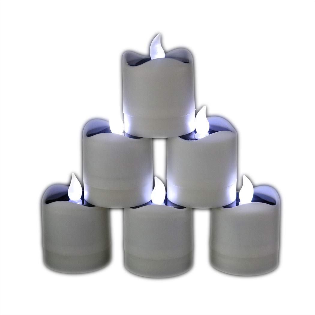 Little ants 6 PCS Original Solar LED Simulation Candles Waterproof Flickering Nightlight Flameless Romantic Tealights Perfect for Decorations, Parties,Birthday (Cool White)
