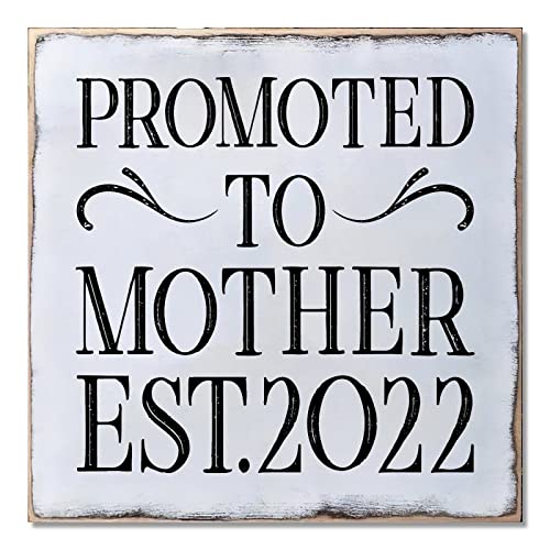 Panneau mural en bois Promoted To Mother cadre suspendu 40x40 cm