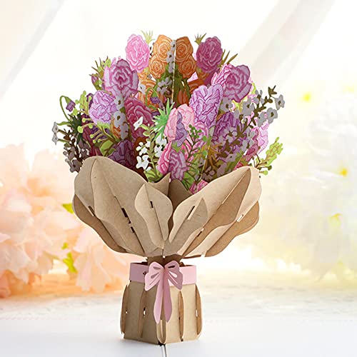 Tarjetas de Felicitación de Flores 3D, 15cm*20cm,Tarjeta de Flores Pop Up Cesta de Flores Tarjeta de felicitación 11D para un cumpleaños,Tarjeta de regalo emergente con sobreTarjeta de Felicitación